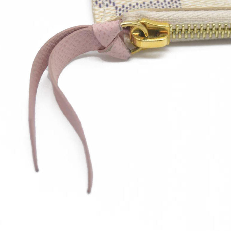 $1580 Louis Vuitton Damier Azur Pochette Félicie Wallet Zippered Insert Rose Ballerine