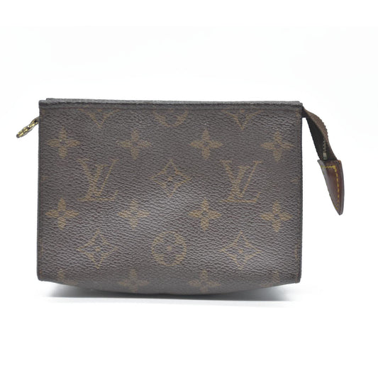 Louis Vuitton Monogram Poche Toilette 15 Cosmetics Pouch Purse Brown MB0042