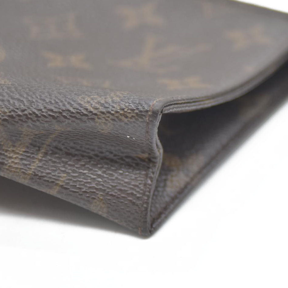 Louis Vuitton Monogram Poche Toilette 15 Cosmetics Pouch Purse Brown MB0042