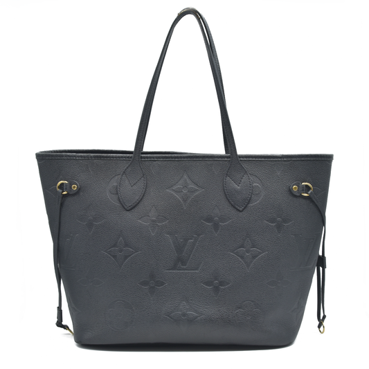 AUCTION $2800 Louis Vuitton  Empreinte Monogram Giant Neverfull MM Black RFID Tote