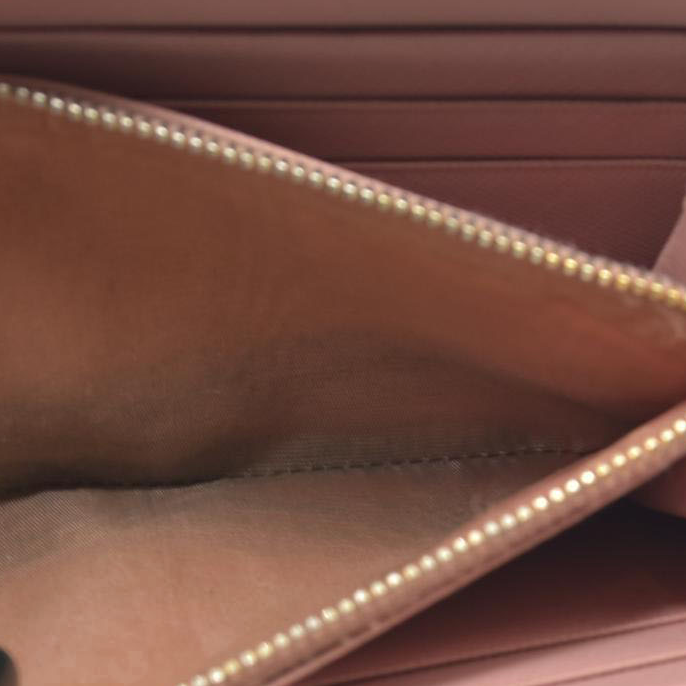 $1050 PRADA Logo Plate Saffiano Leather Zip Around Long Wallet Pink