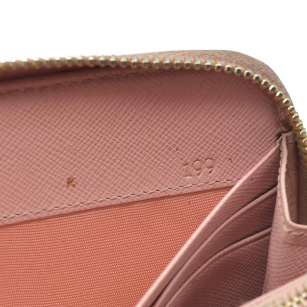 $1050 PRADA Logo Plate Saffiano Leather Zip Around Long Wallet Pink