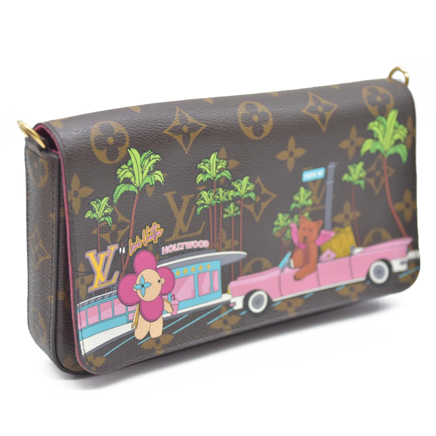Louis Vuitton  Monogram 2021 Christmas Animation Hollywood Pochette Felicie Chain Wallet Fuchsia