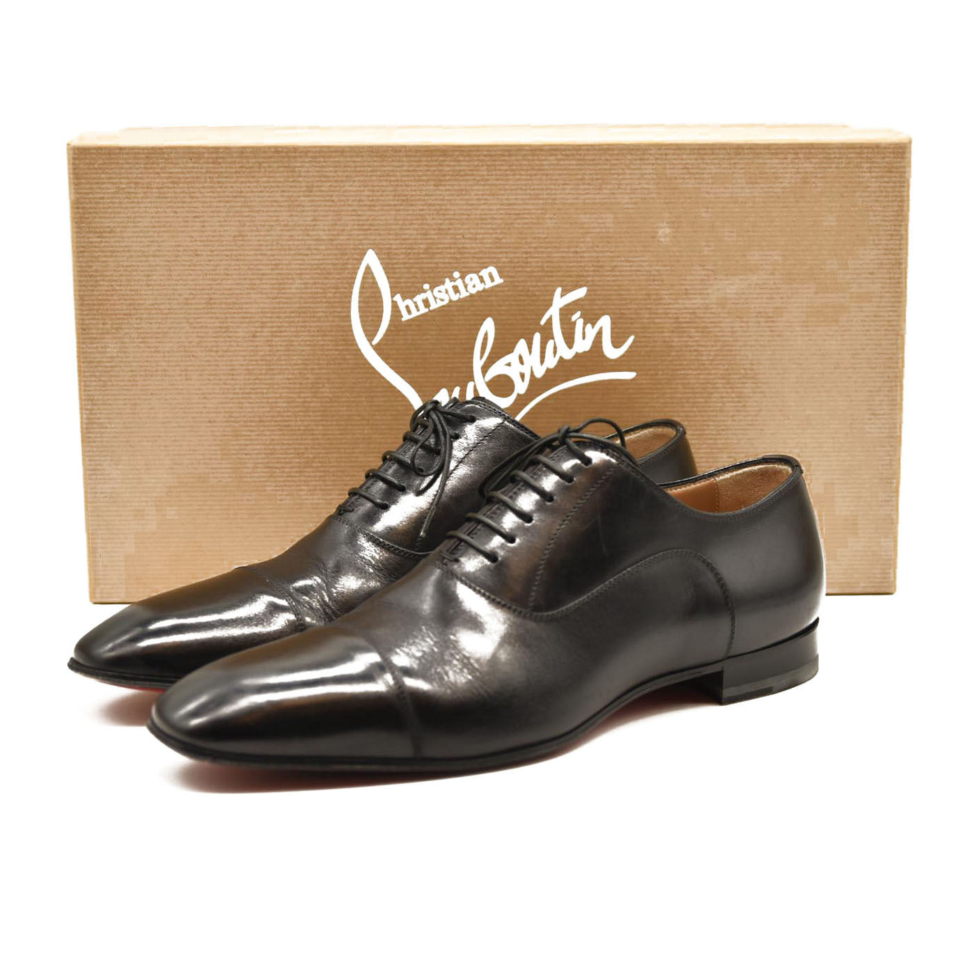 CHRISTIAN LOUBOUTIN  Calfskin Mens Greggo Flat Oxfords 40.5 Black