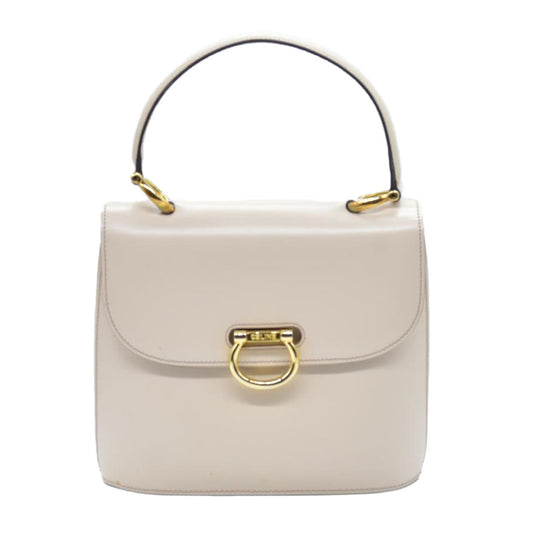 $2450 CONSIGNMENT CELINE Flap Ring Handbag Beige Women's Leather CELINE