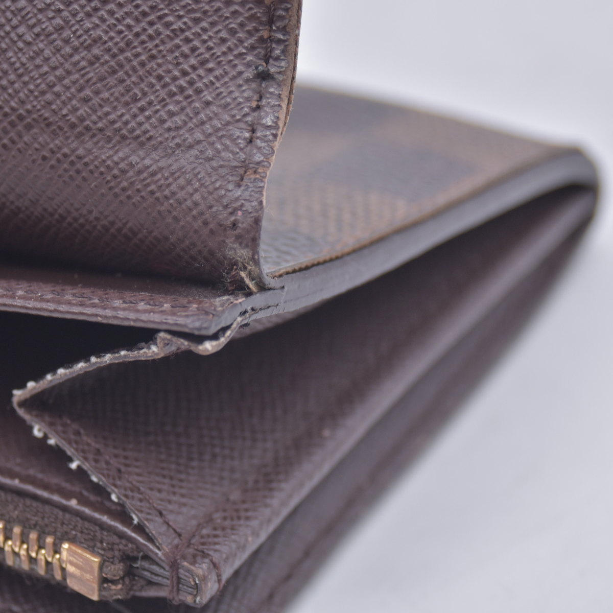 $800 2006 Louis Vuitton Damier Ebene Sarah Long Bifold Wallet Brown CA1026
