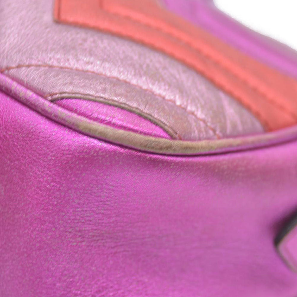 AUCTION $1950 Gucci  Laminated Nappa Matelasse Small GG Marmont Chain Shoulder Bag Fuxia Rosso Rosa