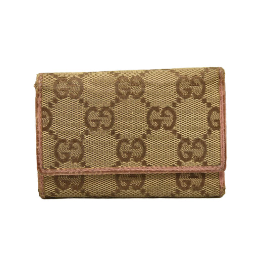 GUCCI GG Logo Canvas 6 Ring Key Case Beige