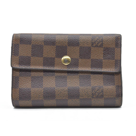 AUCTION $610 Louis Vuitton  Damier Ebene Porte Tresor Etui Papiers Wallet CA0112
