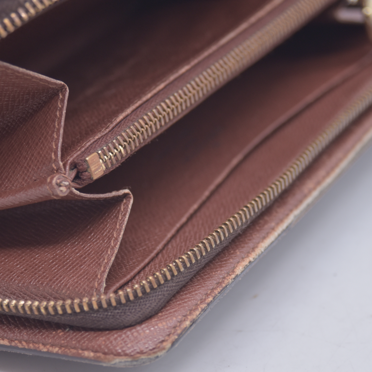 $750 2003 Louis Vuitton Monogram Porte Monnaie Zippy Long Wallet Brown TH0043