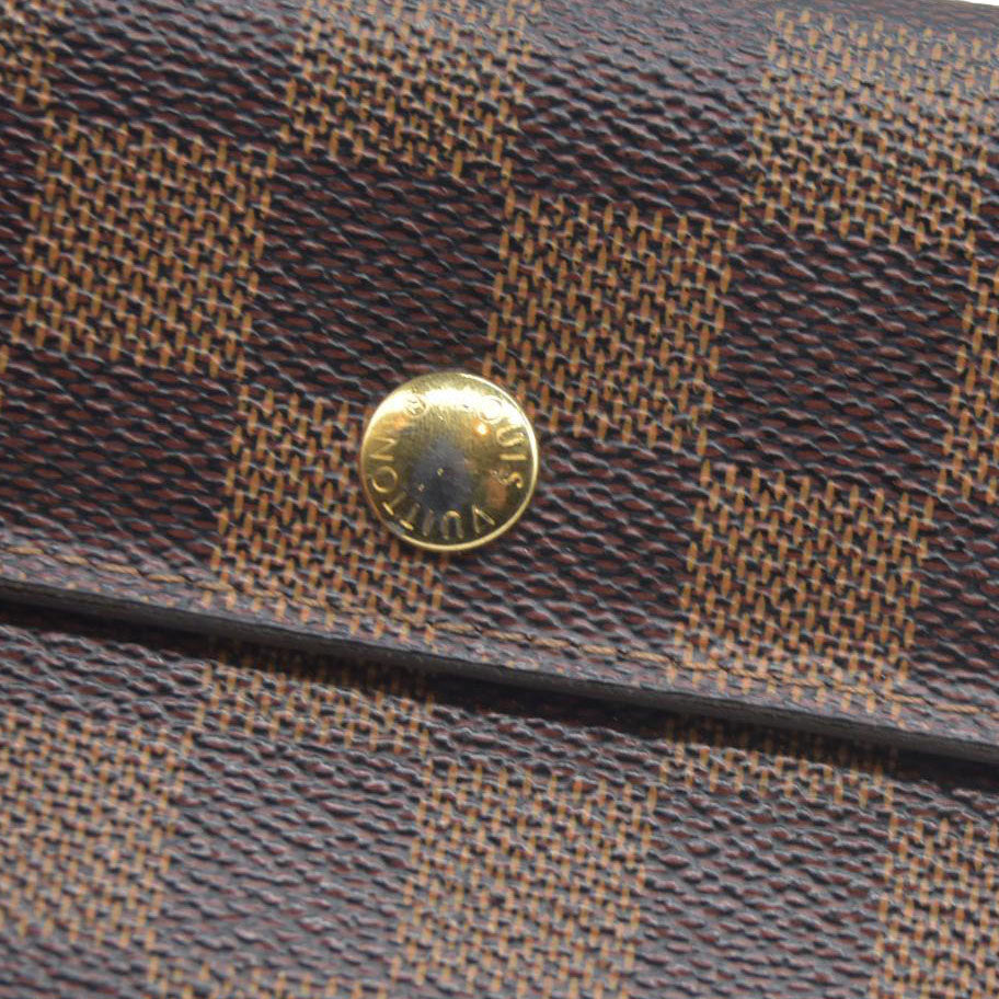 AUCTION $610 Louis Vuitton  Damier Ebene Porte Tresor Etui Papiers Wallet CA0112