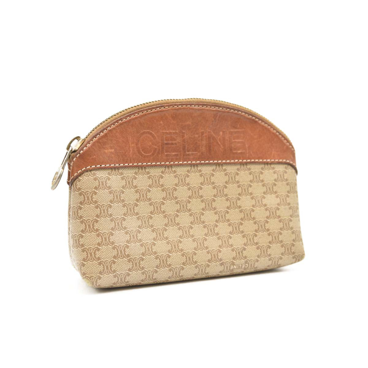 Celine Brown Macadam Clutch Bag Beige