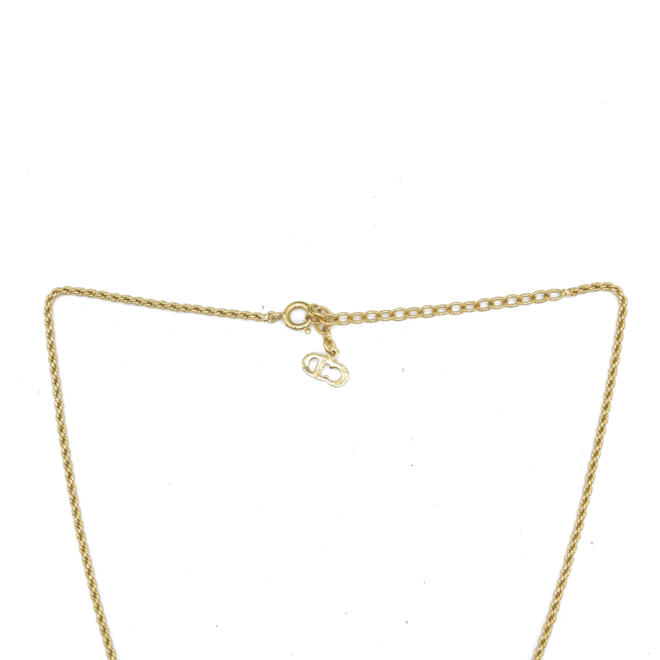 $600 Dior CD Logo Pendant Necklace Gold Plated