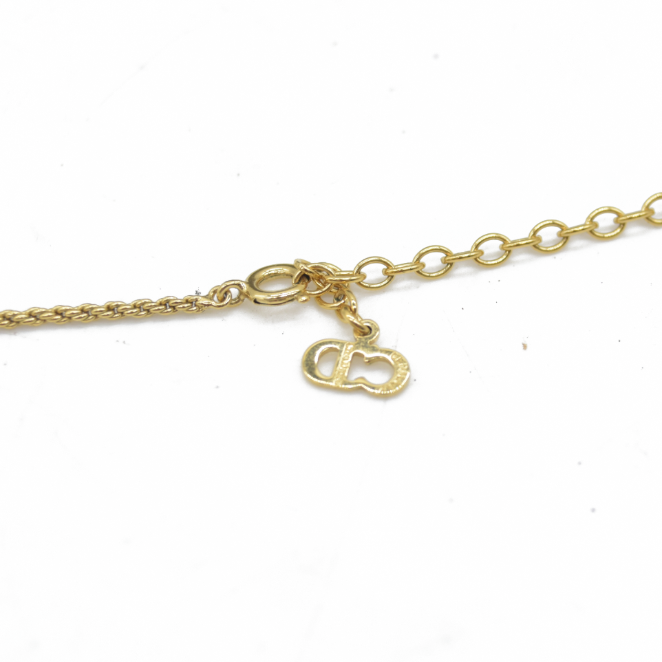 $600 Dior CD Logo Pendant Necklace Gold Plated