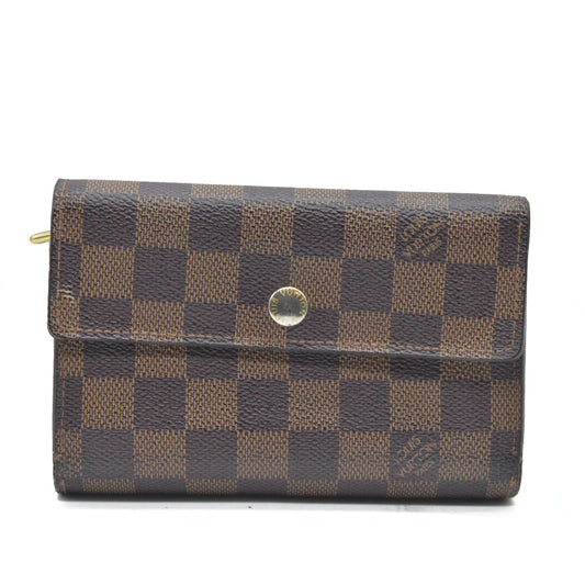 AUCTION $610 Louis Vuitton  Damier Ebene Porte Tresor Etui Papiers Wallet CA3079