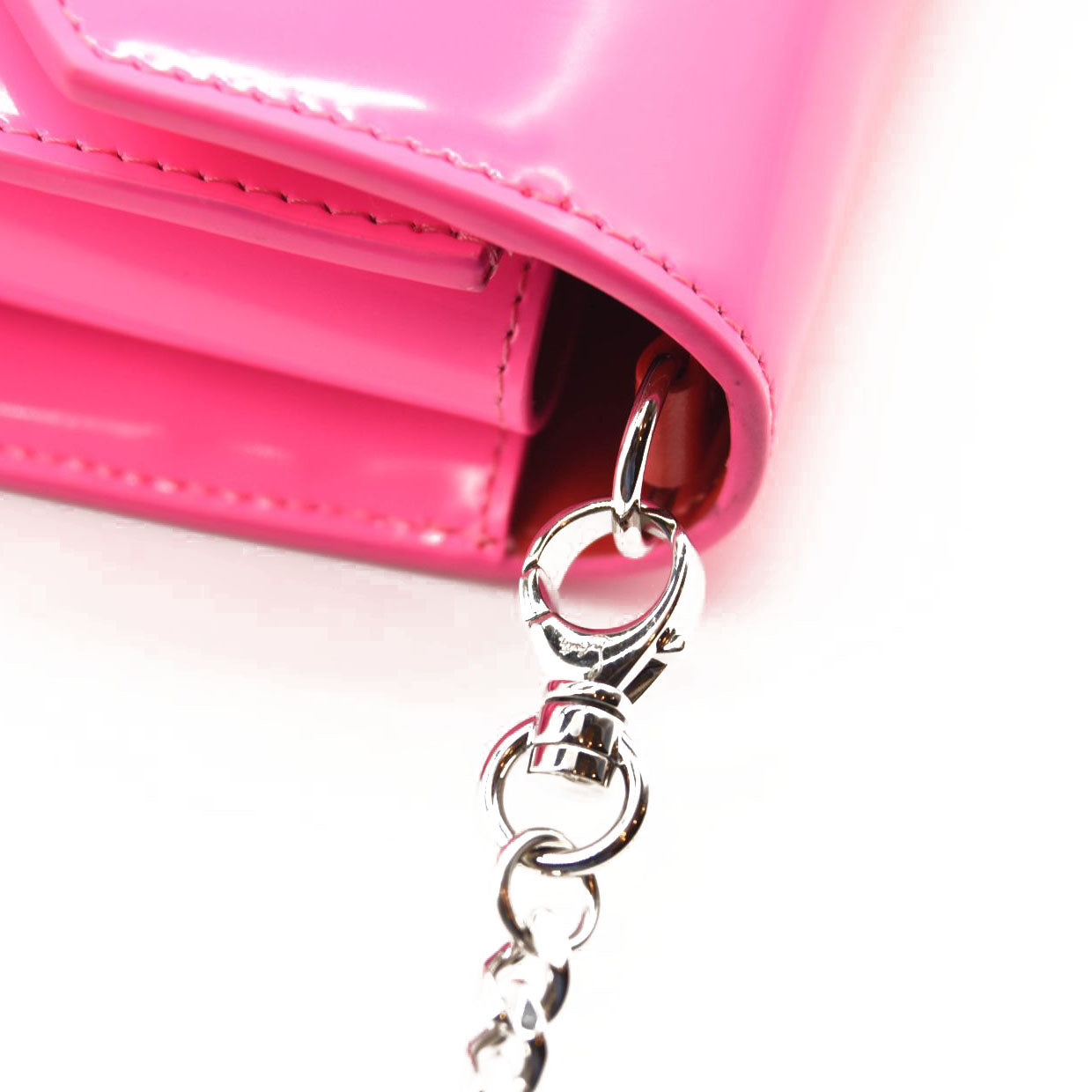 CHRISTIAN LOUBOUTIN Loubi54 Leather Wallet on a Chain Fluo Pink