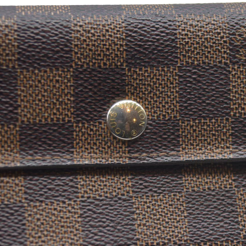 AUCTION $610 Louis Vuitton  Damier Ebene Porte Tresor Etui Papiers Wallet CA3079