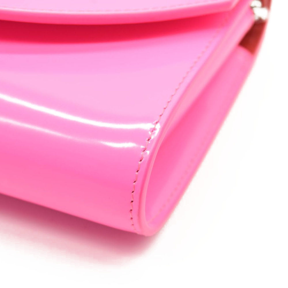 CHRISTIAN LOUBOUTIN Loubi54 Leather Wallet on a Chain Fluo Pink