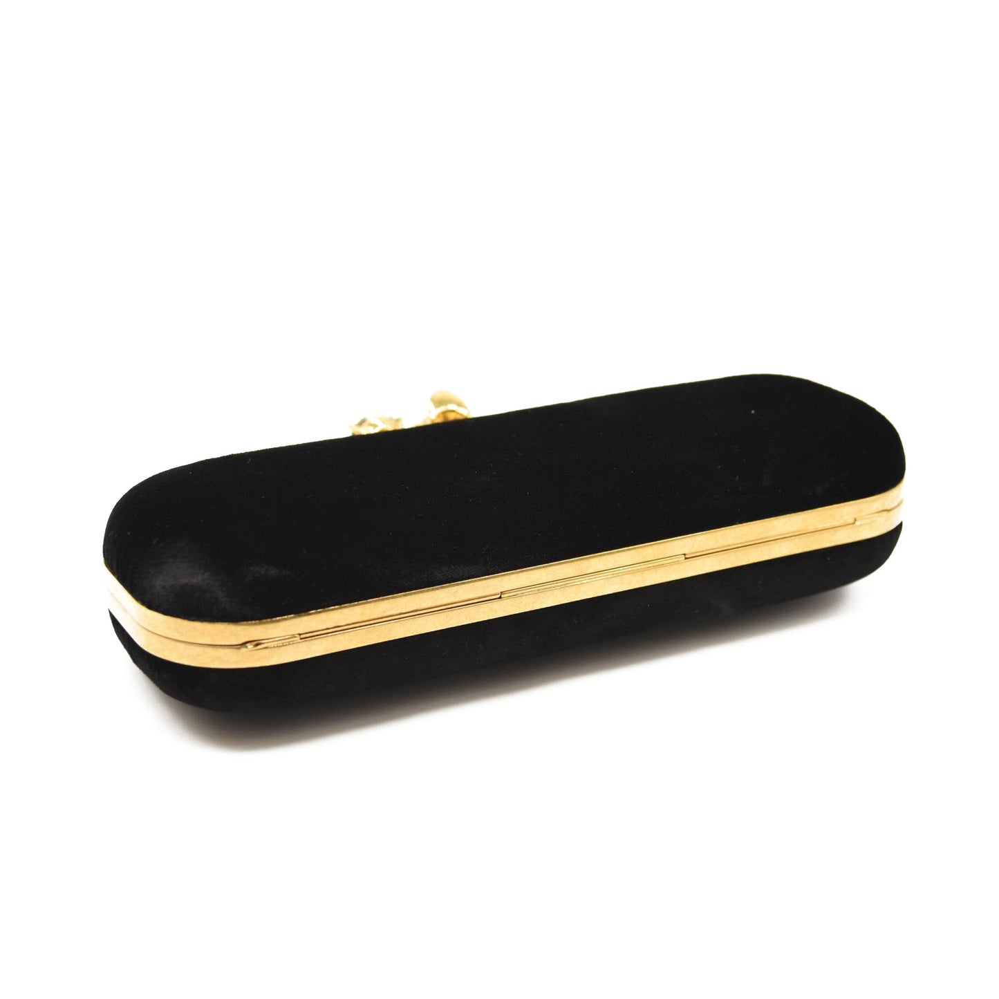 ALEXANDER MCQUEEN Black Velvet Skull Knuckle Duster Box Clutch