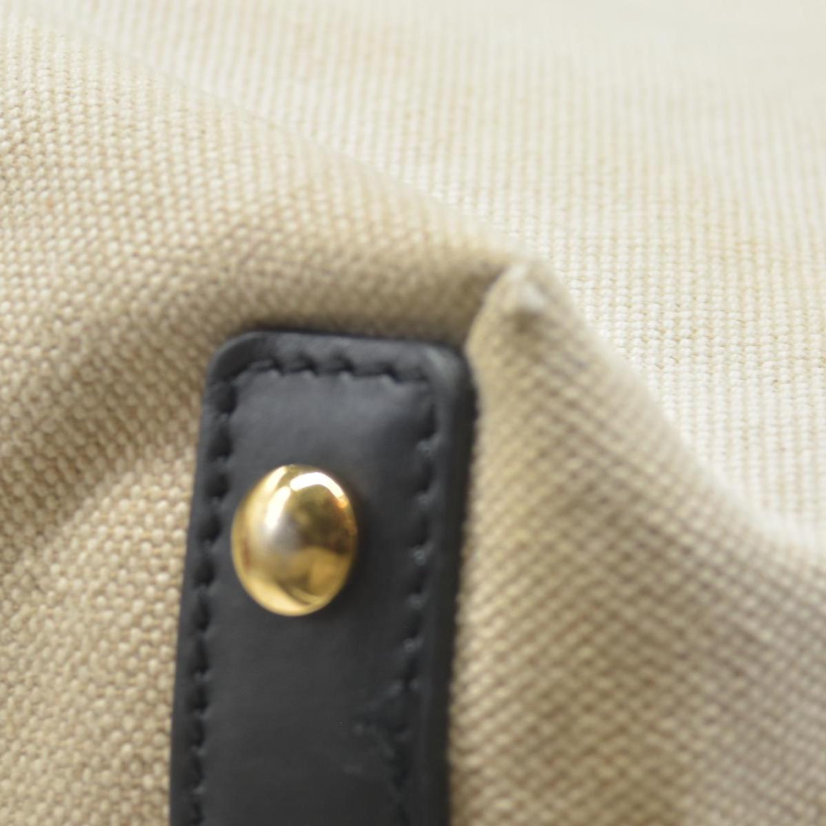 $2490 Burberry Cotton Soft Canvas Calfskin Medium Belt Tote Natural Black
