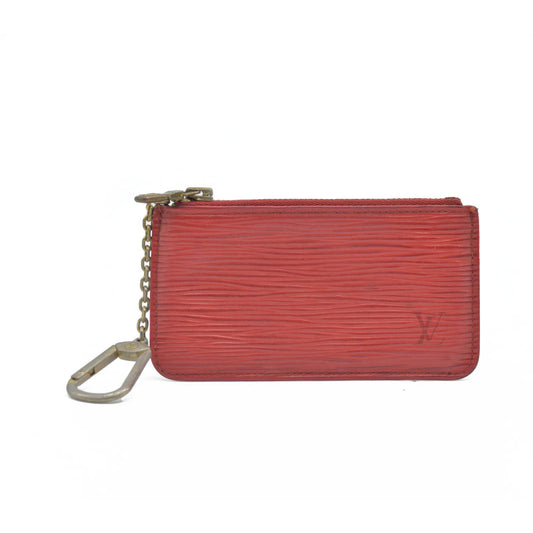 AUCTION $445 Louis Vuitton  Epi Key Pouch Castillan Red