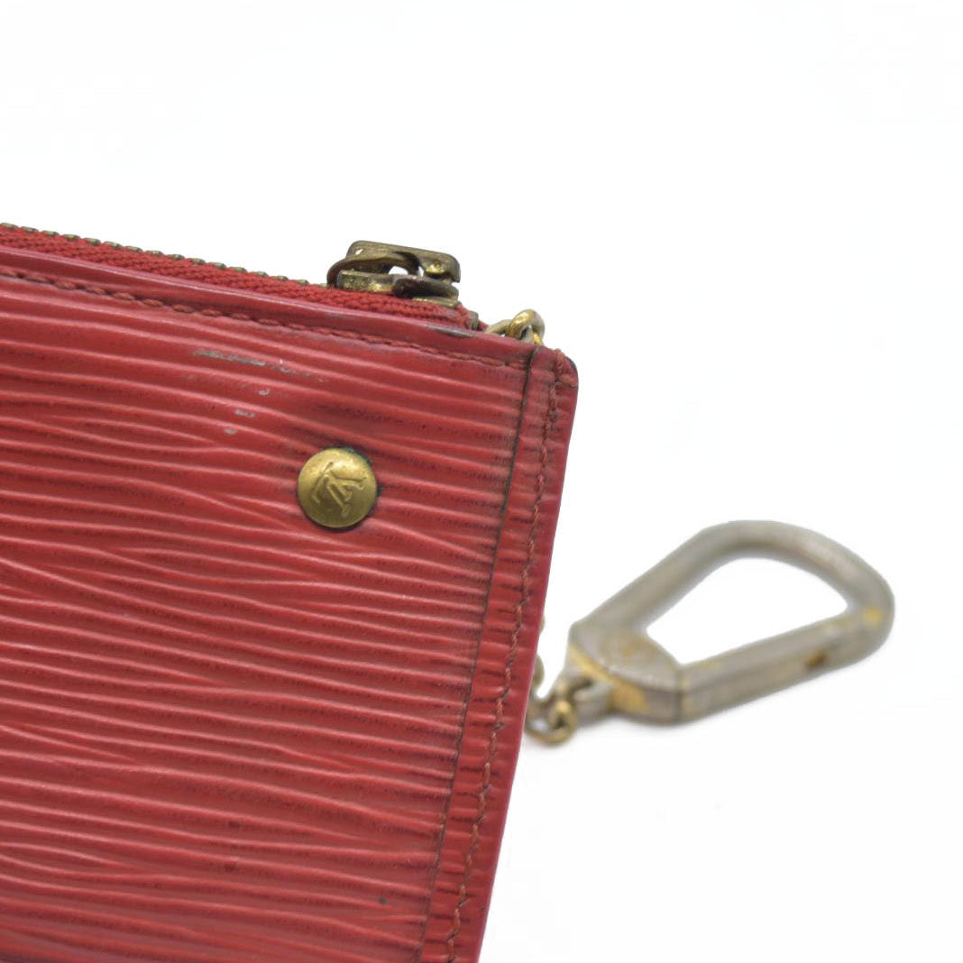 AUCTION $445 Louis Vuitton  Epi Key Pouch Castillan Red