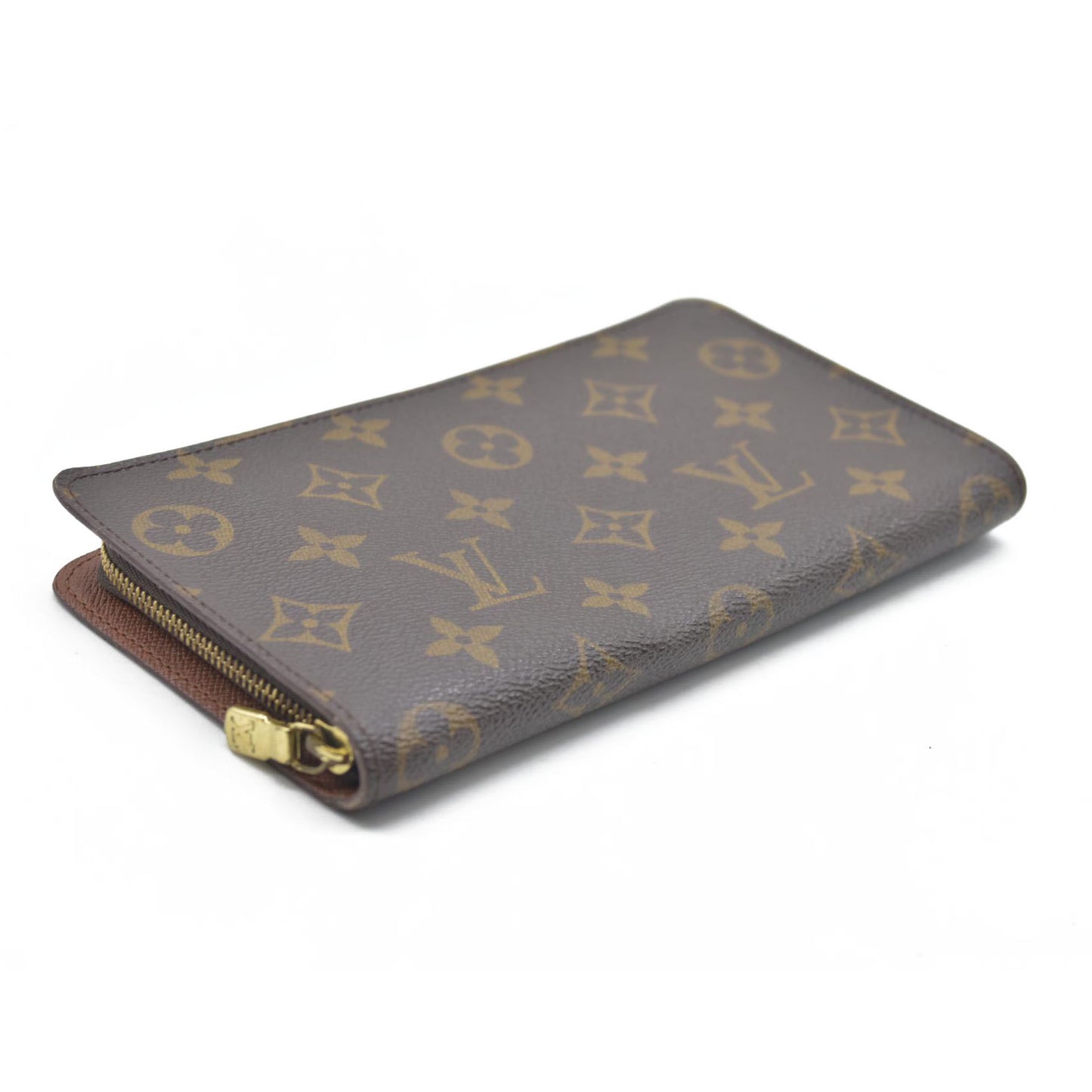 AUCTION $915 Louis Vuitton Monogram Porte Monnaie Zippy Long Wallet Brown CA1907