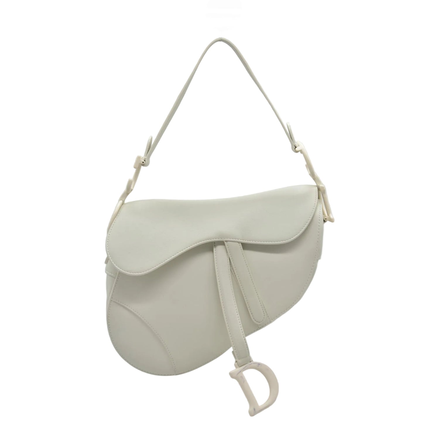 $3950 Dior Ultra-Matte Saddle Bag White Cream