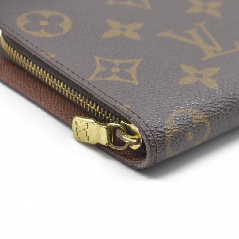 AUCTION $915 Louis Vuitton Monogram Porte Monnaie Zippy Long Wallet Brown CA1907