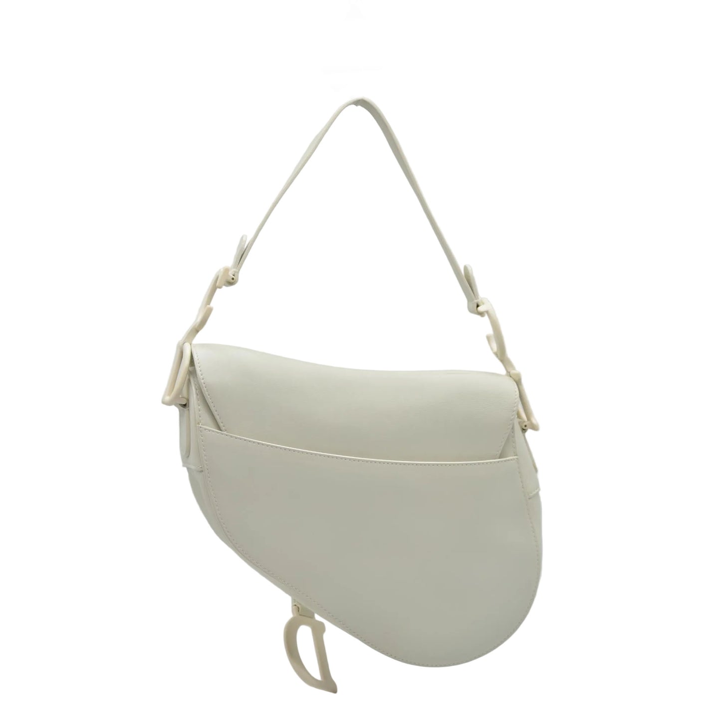 $3950 Dior Ultra-Matte Saddle Bag White Cream