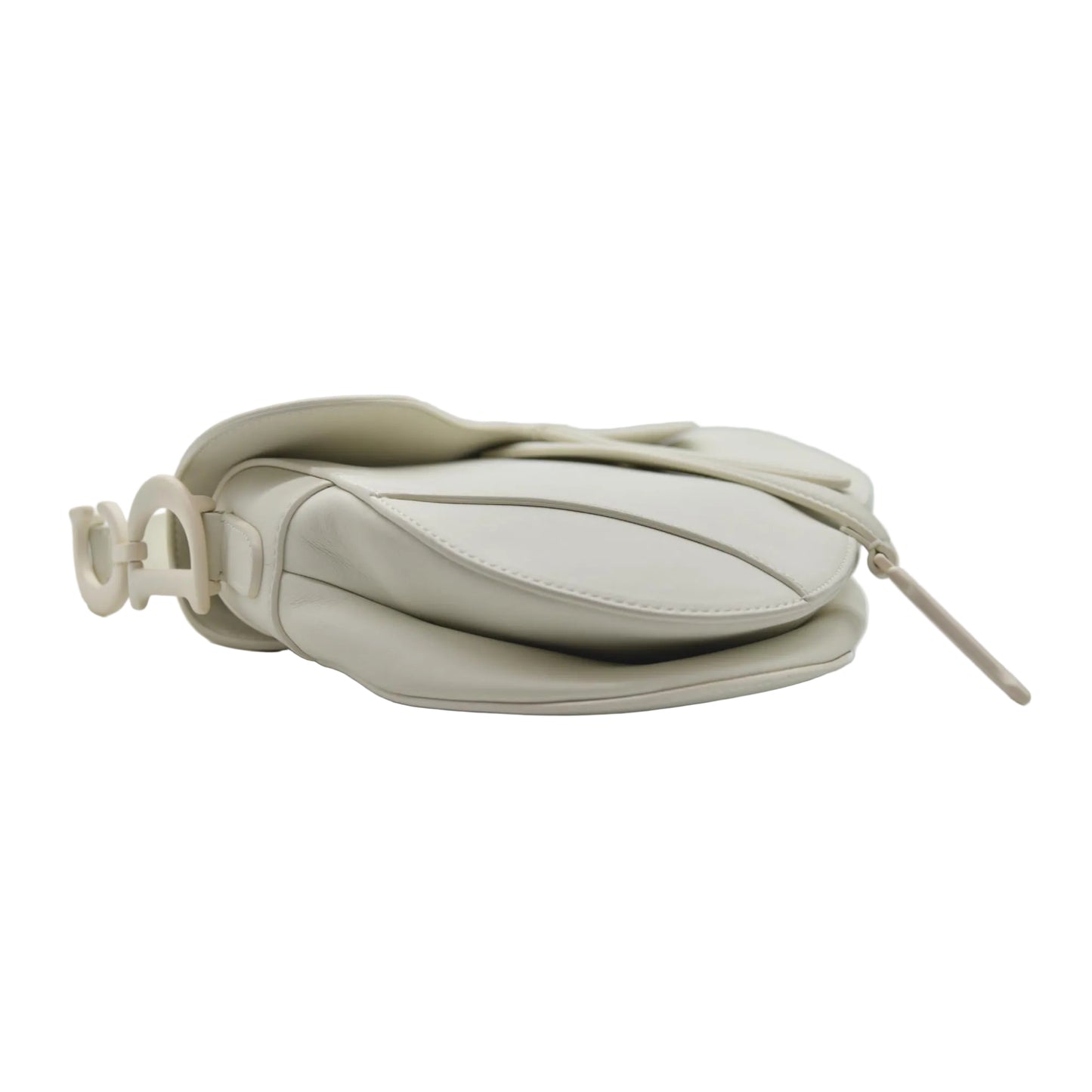 $3950 Dior Ultra-Matte Saddle Bag White Cream