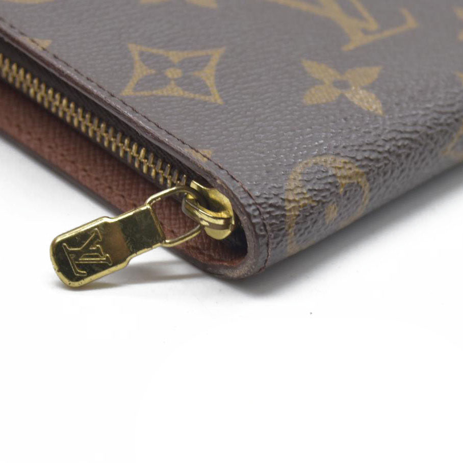 AUCTION $915 Louis Vuitton Monogram Porte Monnaie Zippy Long Wallet Brown CA1907