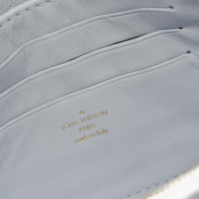 Louis Vuitton Calfskin Bubblegram Wallet On Strap Ice Blue