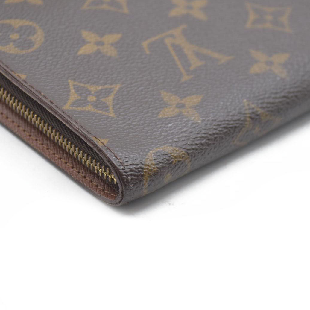 AUCTION $915 Louis Vuitton Monogram Porte Monnaie Zippy Long Wallet Brown CA0958