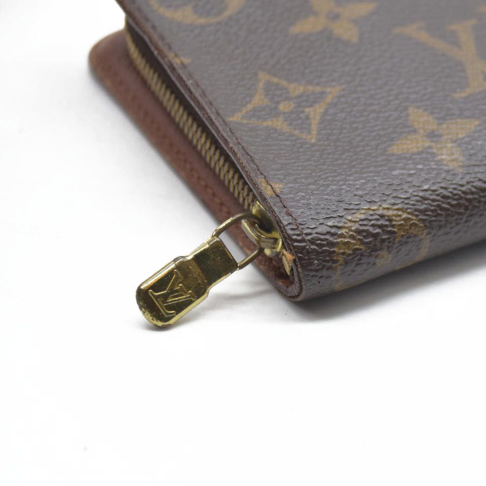 AUCTION $915 Louis Vuitton Monogram Porte Monnaie Zippy Long Wallet Brown CA0958