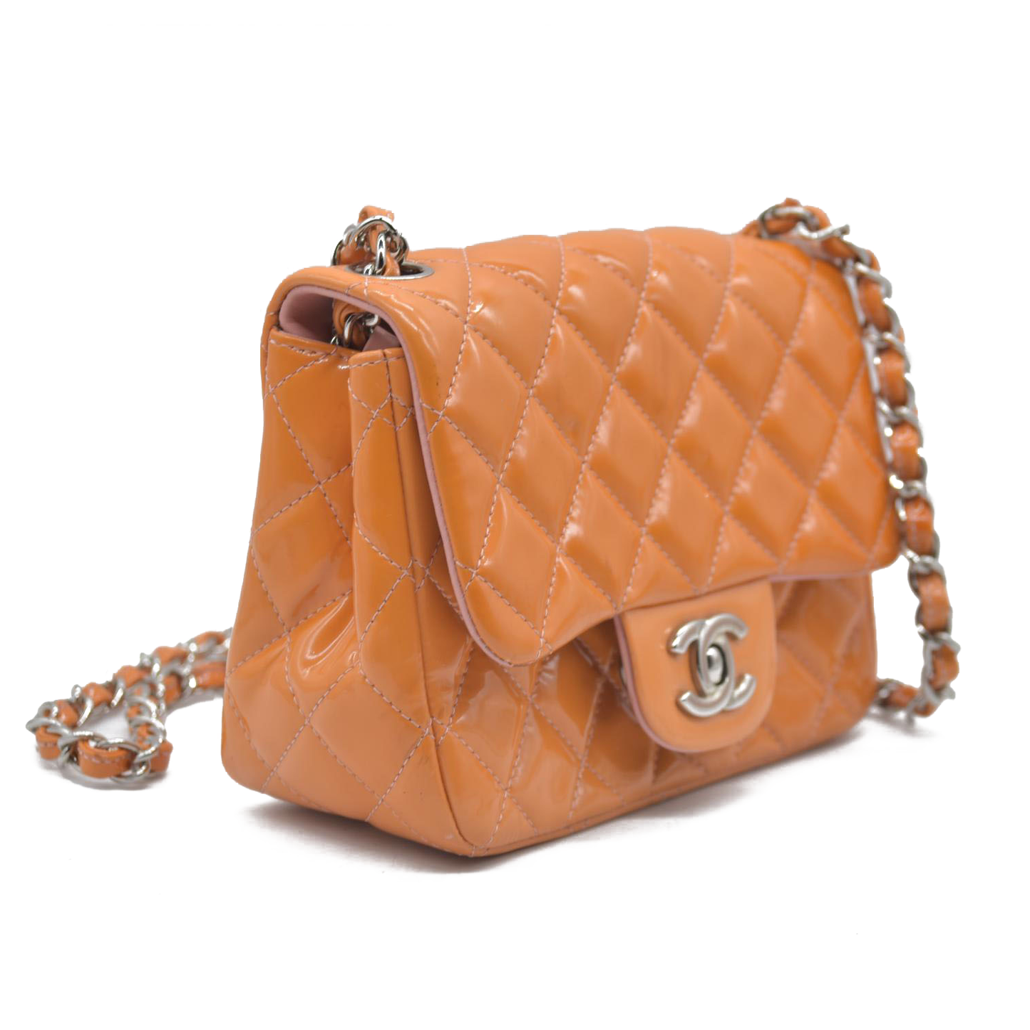 $5200 Chanel Mini Square Flap Bag Orange 2013