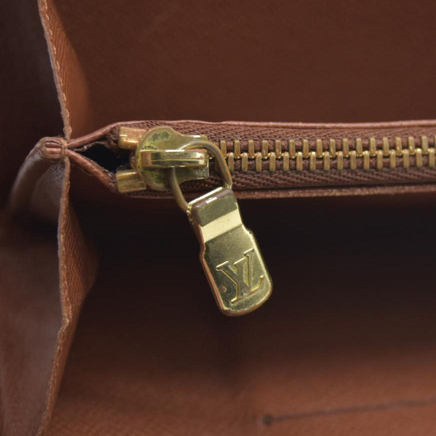 AUCTION $915 Louis Vuitton Monogram Porte Monnaie Zippy Long Wallet Brown CA0958