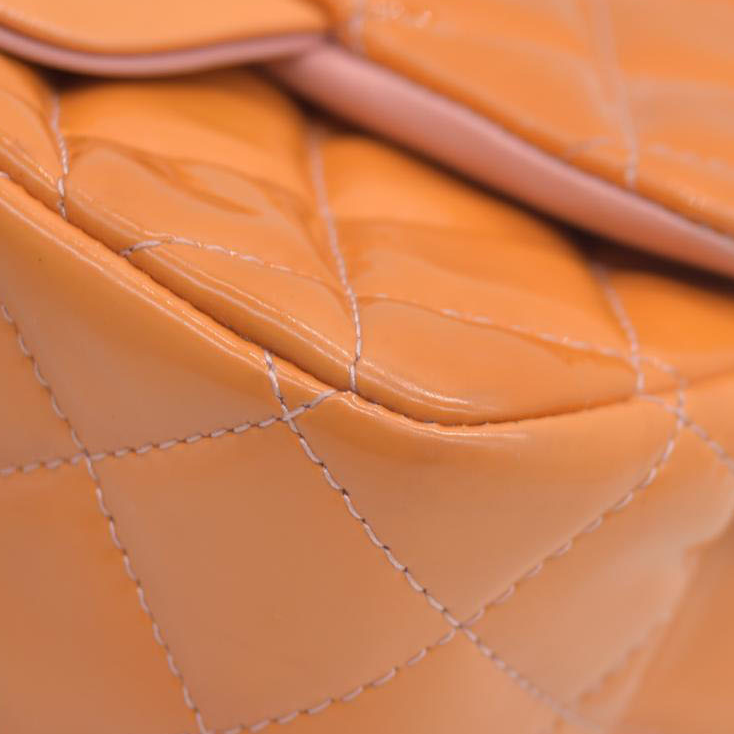 $5200 Chanel Mini Square Flap Bag Orange 2013