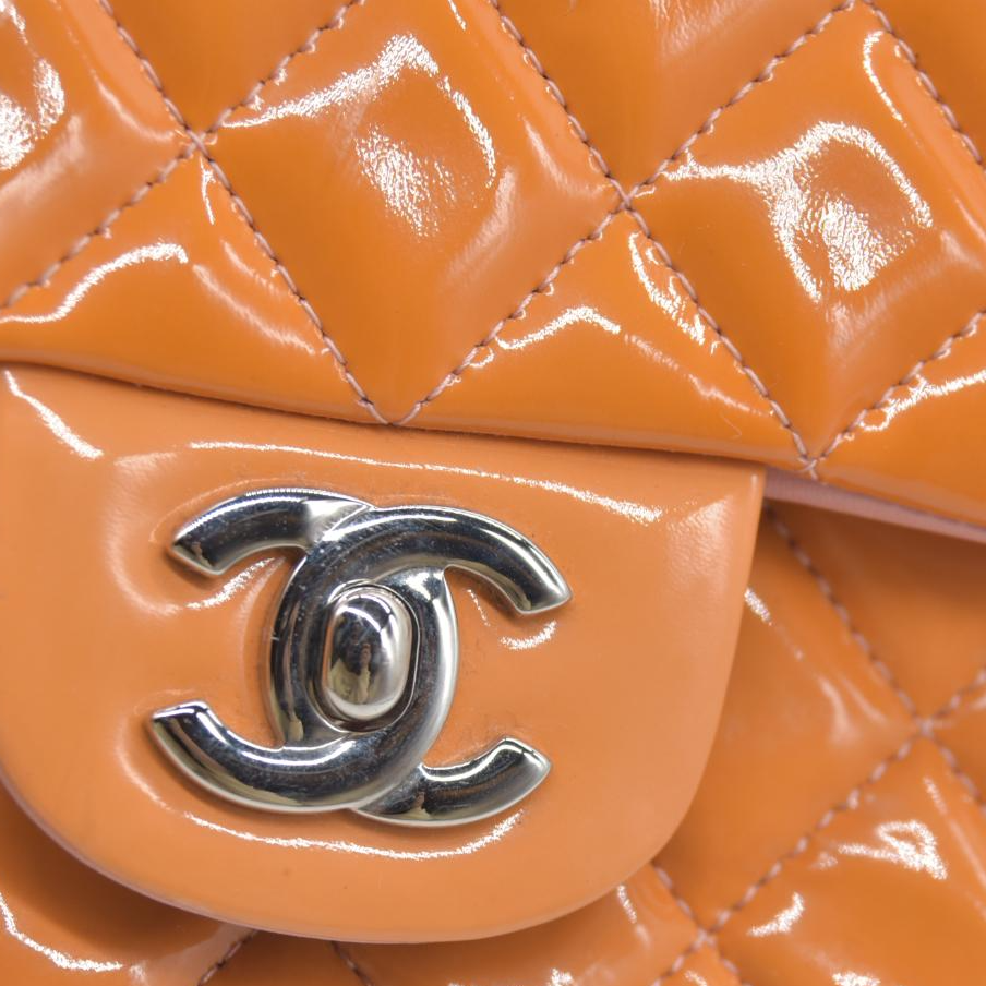 $5200 Chanel Mini Square Flap Bag Orange 2013