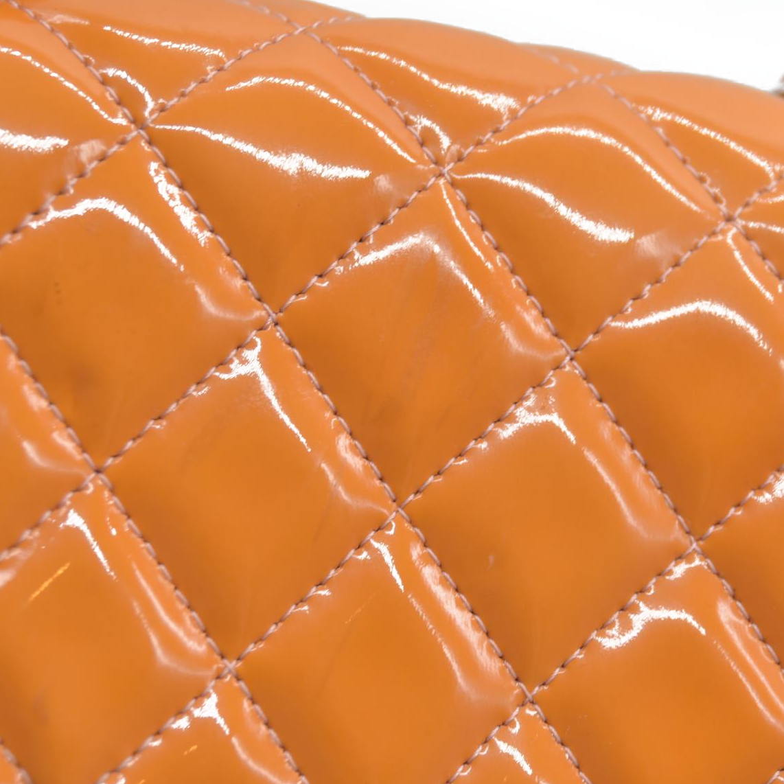 $5200 Chanel Mini Square Flap Bag Orange 2013