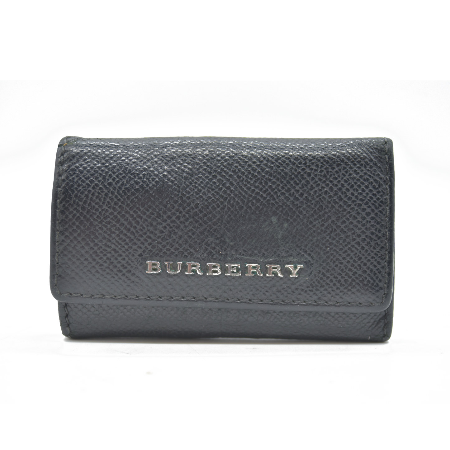 BURBERRY Logo Leather 6 Ring Key Case Black