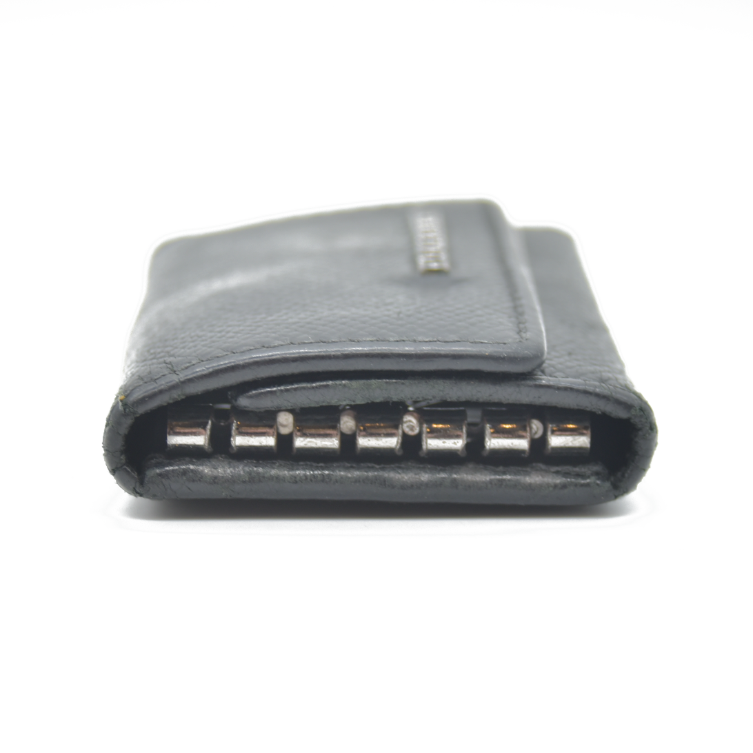 BURBERRY Logo Leather 6 Ring Key Case Black