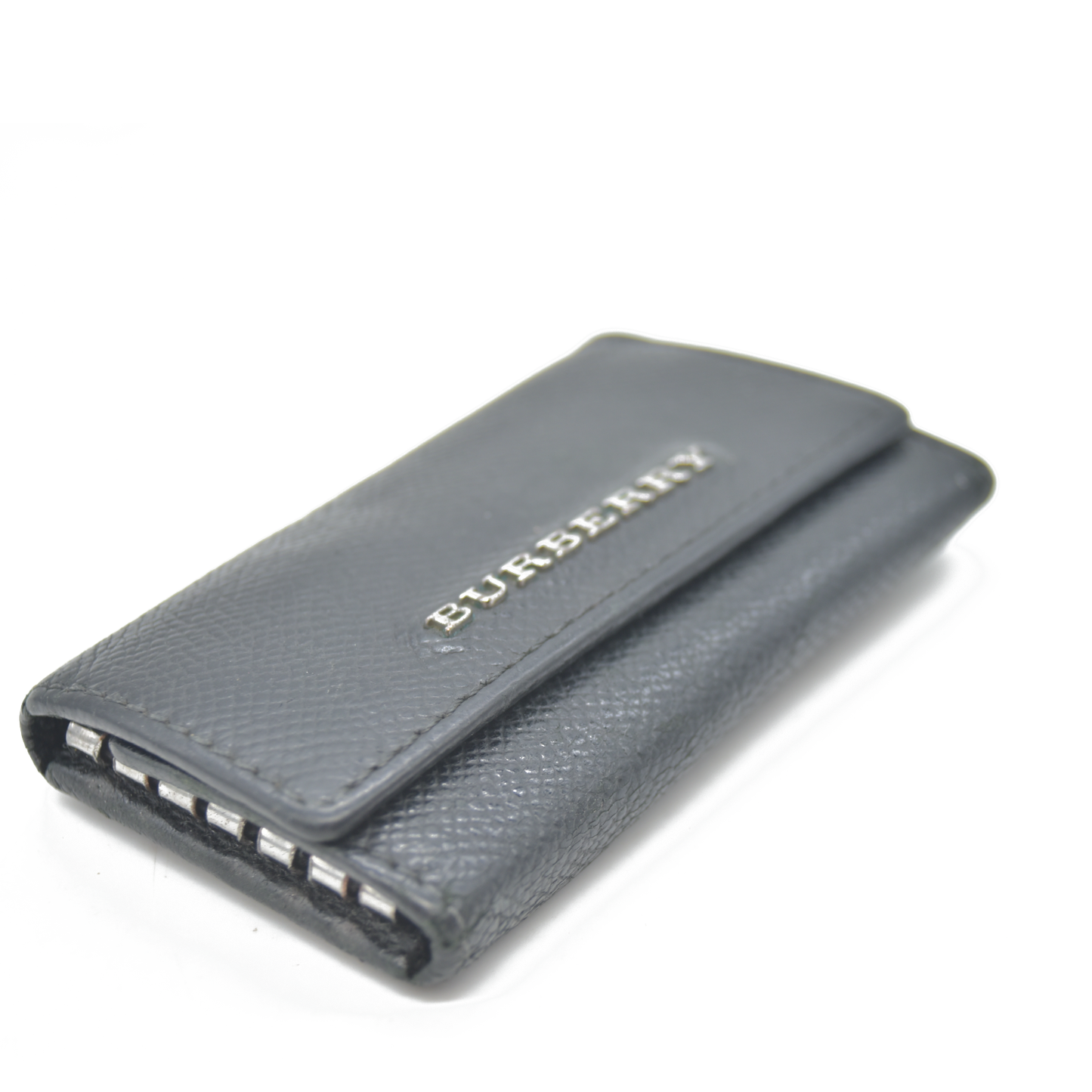 BURBERRY Logo Leather 6 Ring Key Case Black