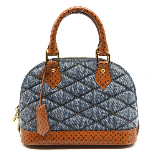 LOUIS VUITTON Denim Calfskin Reverse Monogram Malletage Alma BB Blue