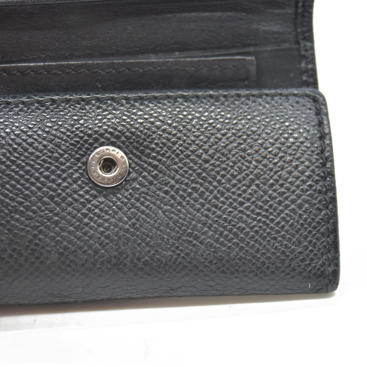 BURBERRY Logo Leather 6 Ring Key Case Black