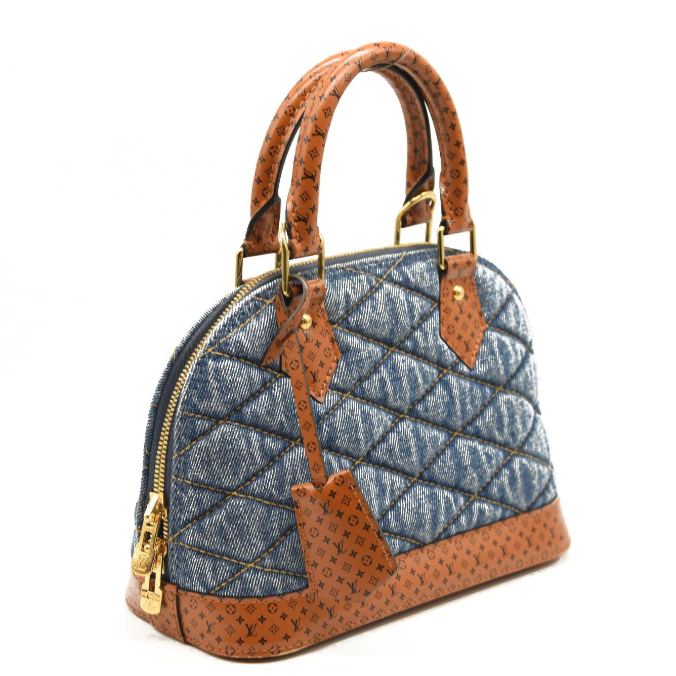 LOUIS VUITTON Denim Calfskin Reverse Monogram Malletage Alma BB Blue