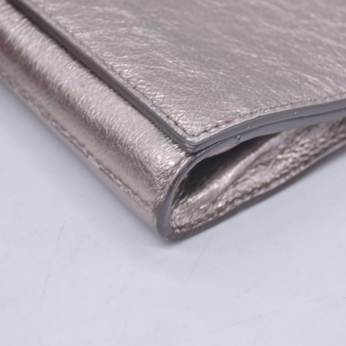 Saint Laurent Metallic Leather Large Belle De Jour Clutch Silver CONSIGNMENT