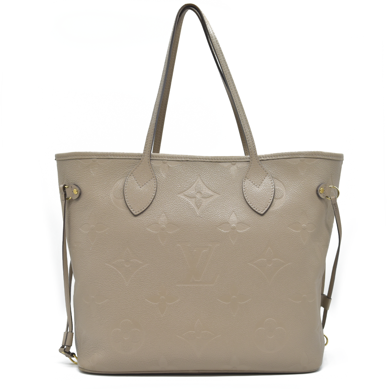 AUCTION $2710 Louis Vuitton  Empreinte Monogram Giant Neverfull MM Tourterelle Tote