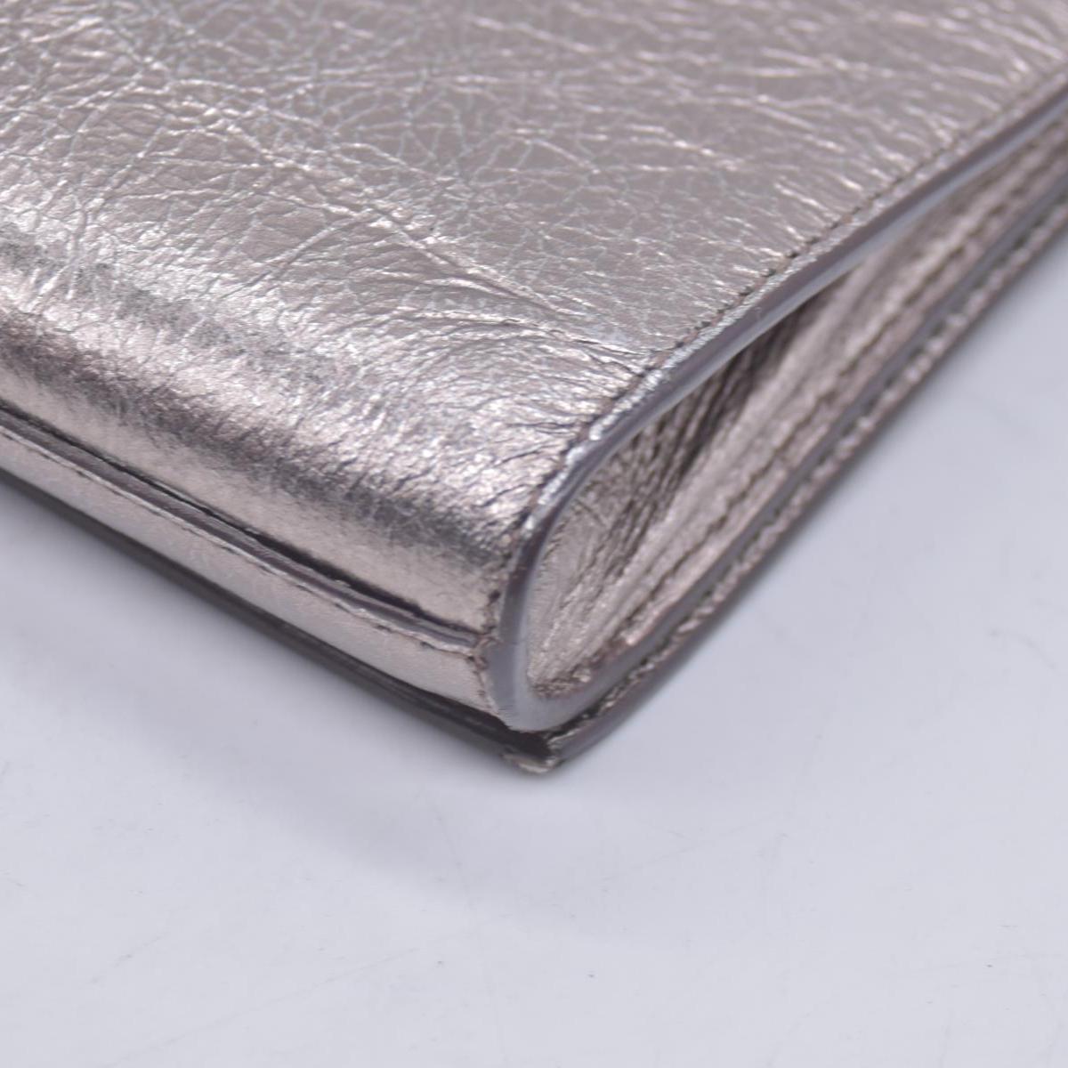 Saint Laurent Metallic Leather Large Belle De Jour Clutch Silver CONSIGNMENT