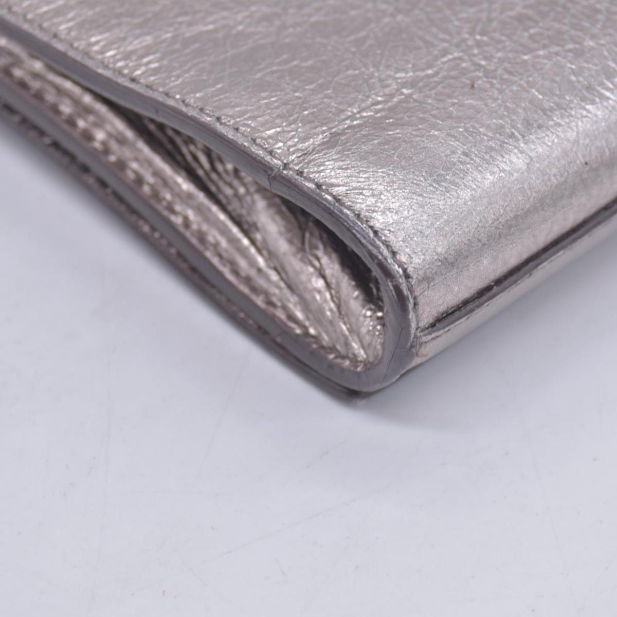 Saint Laurent Metallic Leather Large Belle De Jour Clutch Silver CONSIGNMENT